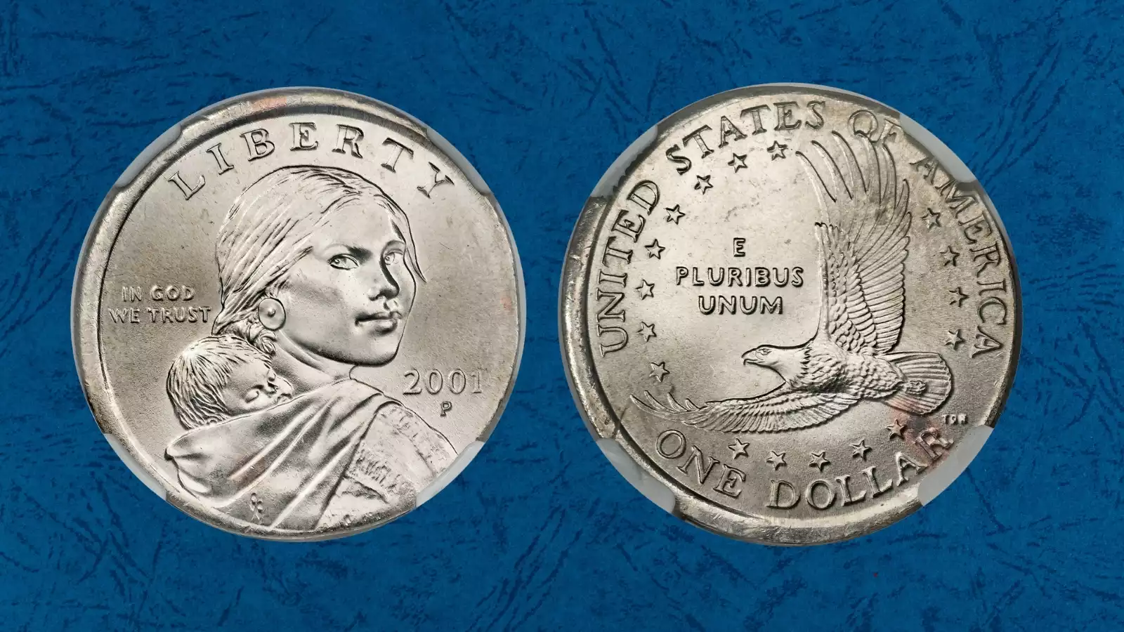2001 Sacagawea Dollar wrong-planchet error struck on State Quarter planchet showing silver color and compressed design